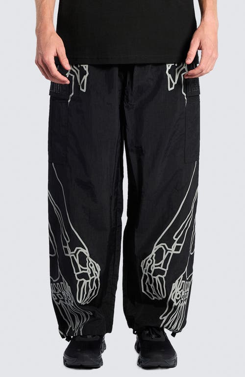 Shop Pleasures Nylon Parachute Cargo Pants In Black