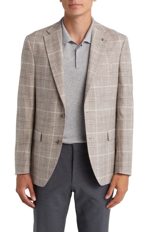 Midland Soft Constructed Plaid Wool Blend Sport Coat in Tan
