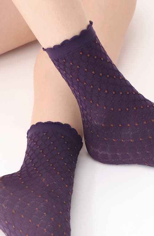 Shop Oroblu Lovely Quarter Socks In Deep Violet