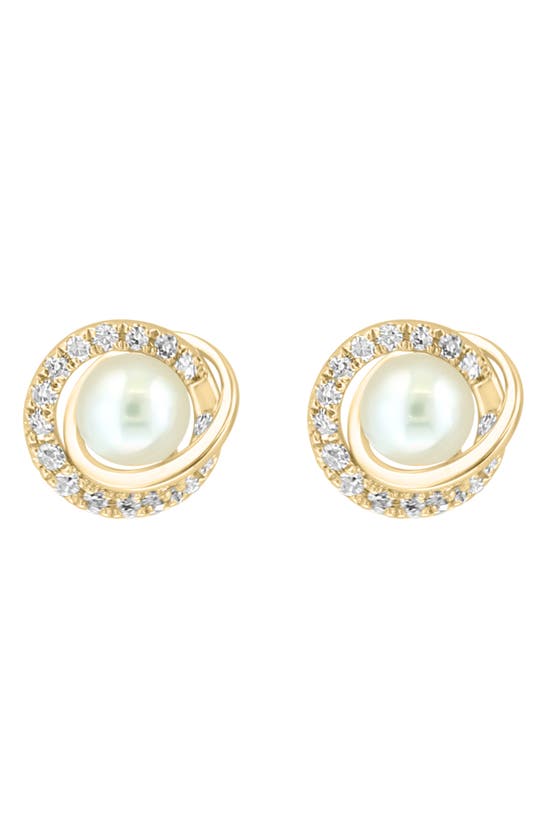 Effy Diamond & Freshwater Pearl Stud Earrings In Gold/diamond/ Freshwater Pearl