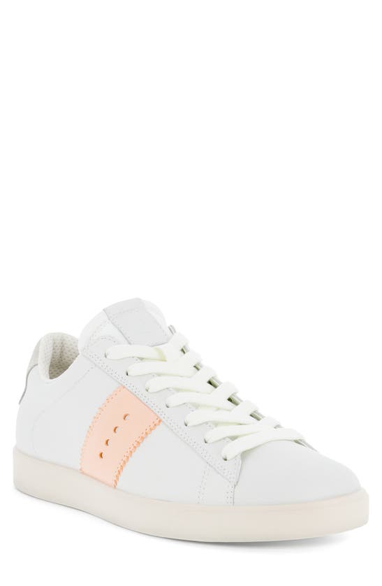 Ecco Street Lite Retro Sneaker In White/ Peach Nectar