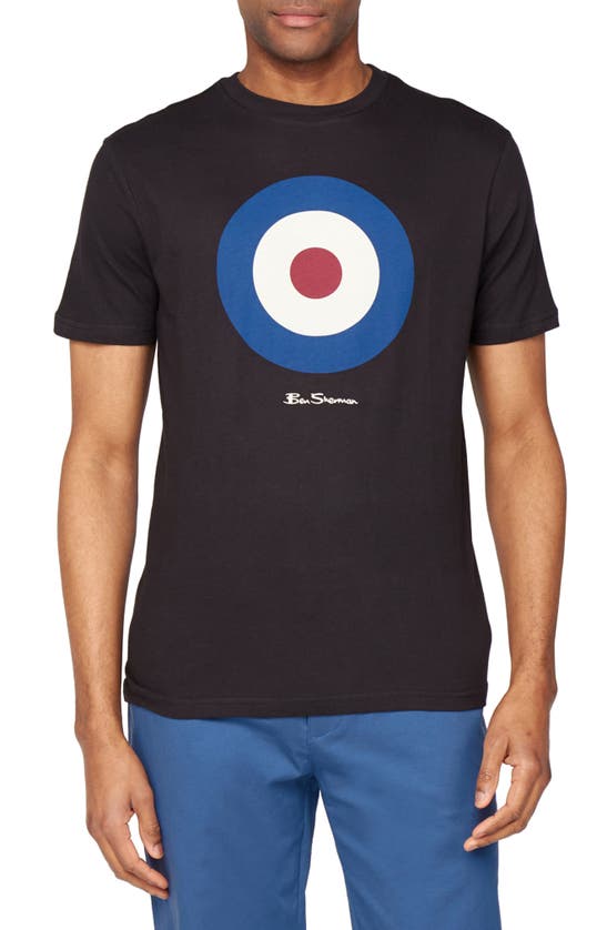 Ben Sherman Signature Target Organic Cotton Graphic Tee In Blackdnu