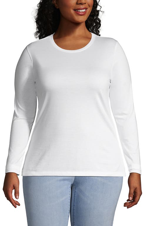 Shop Lands' End Plus Size Relaxed Supima Cotton Long Sleeve Crew Neck T-shirt In White