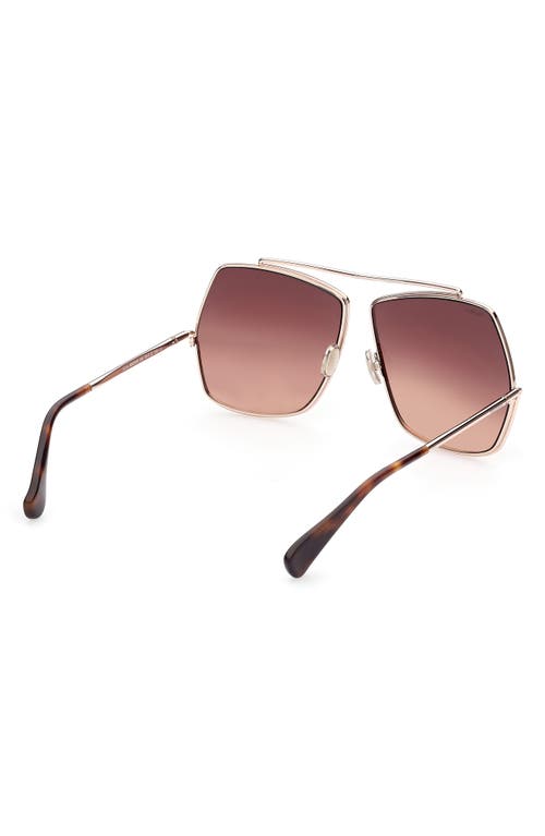 Shop Max Mara 64mm Geometric Sunglasses In Rose Gold/gradient Brown