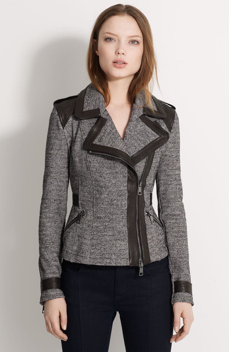 Burberry Leather Trim Tweed Jacket | Nordstrom
