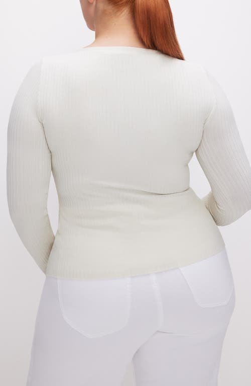Good American Womens Cloud White001 V-neck Slim-fit Rib-knit Cardigan In Cloud White001
