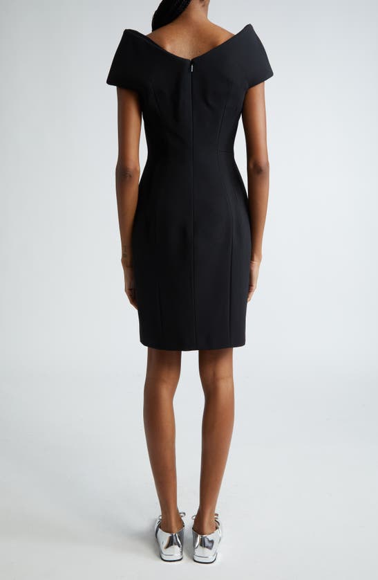 Shop Versace Structured Shoulder Bonded Crepe Dress In Black
