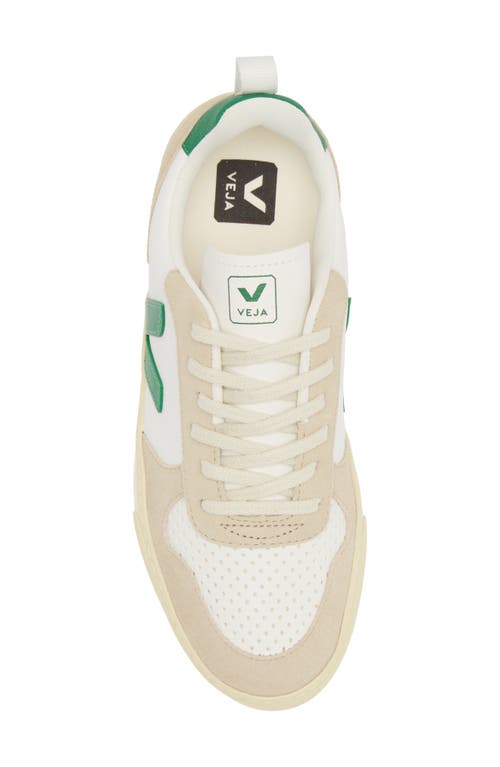 Veja Kids' Small V-10 L Chromefree™ Sneaker In Extra-white/emeraude/almond