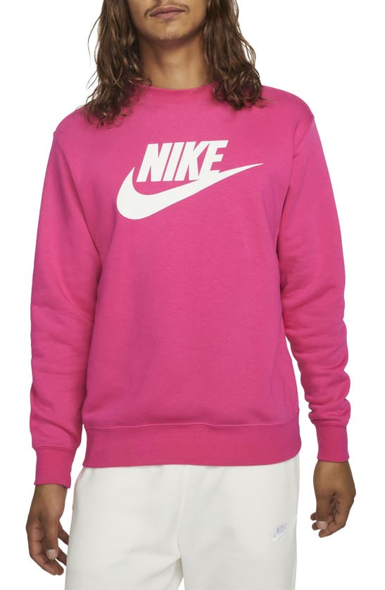 Nike Fleece Graphic Pullover Sweatshirt In Active Pink