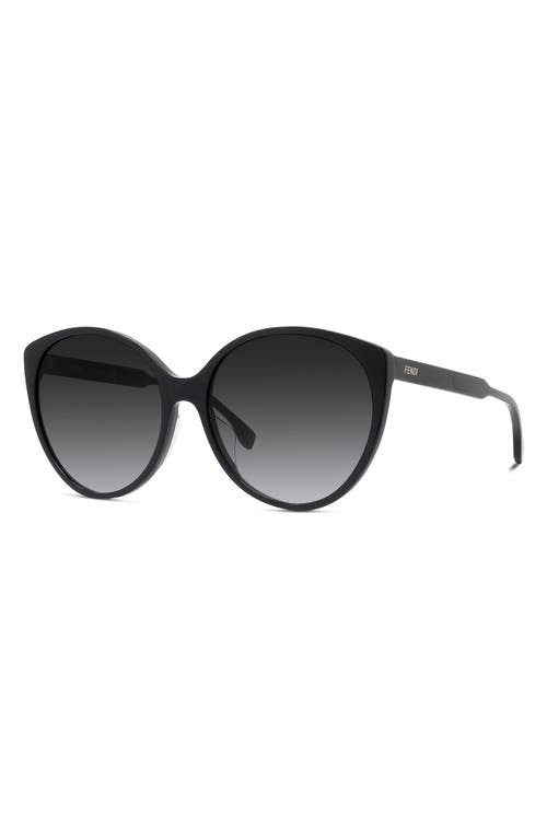 Shop Fendi ' Fine 59mm Round Sunglasses In Shiny Black/gradient Smoke