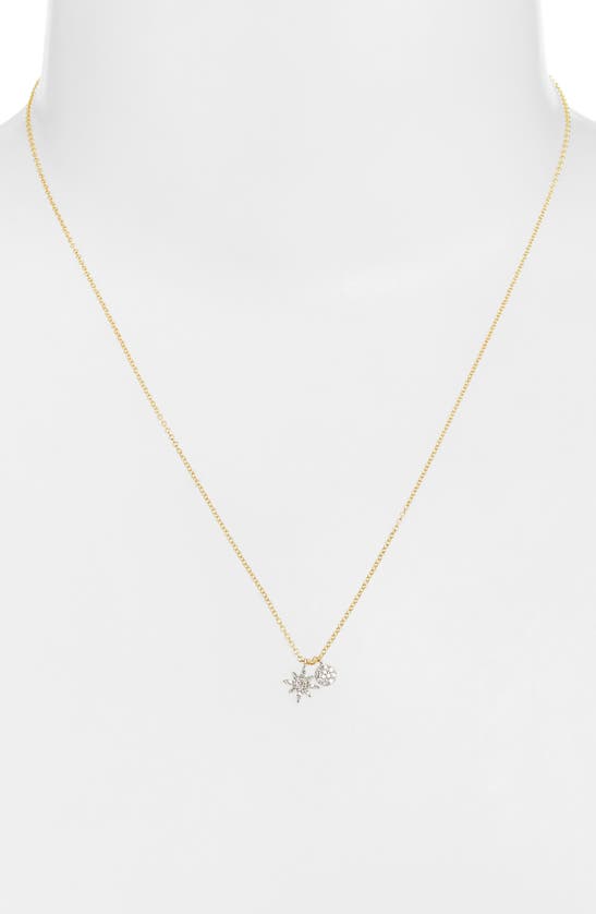 Shop Meira T Dual Diamond Pendant Necklace In Two Toned Yellow Gold