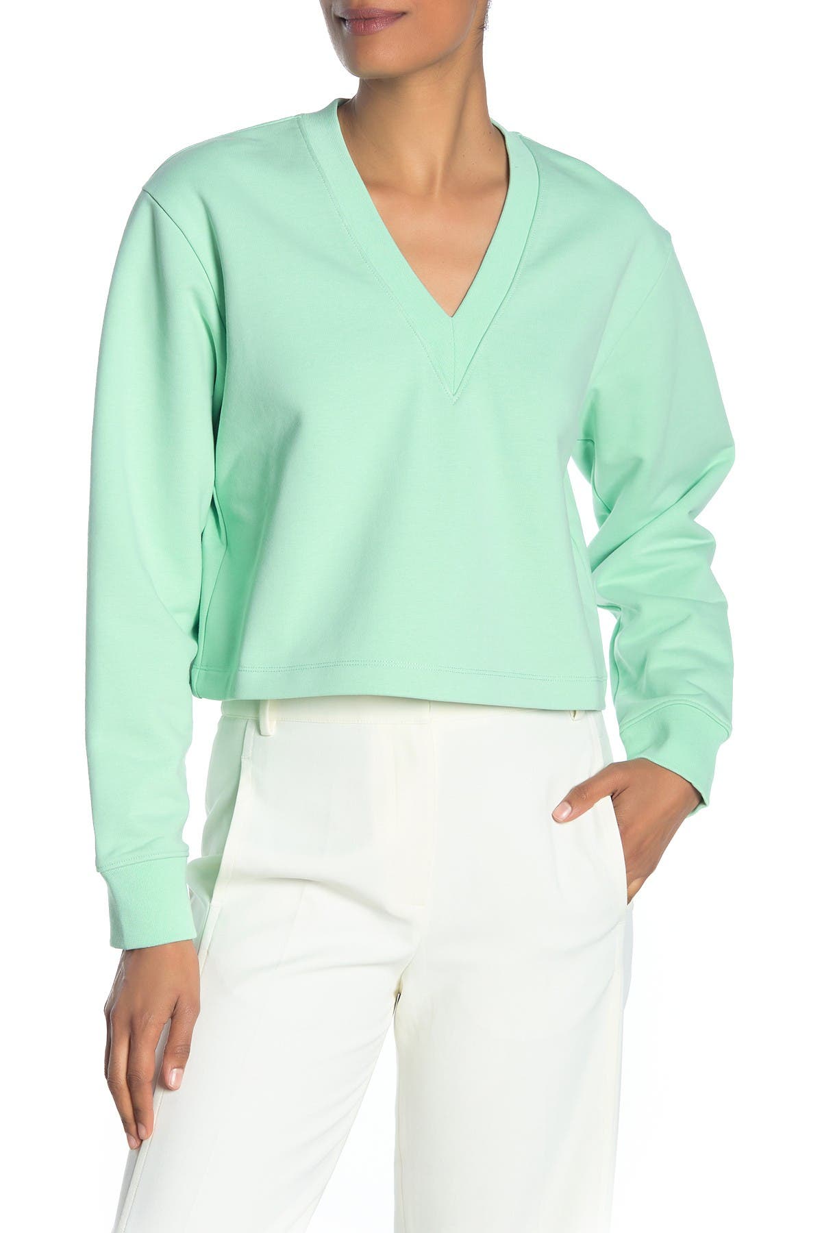 v neck cropped sweatshirt