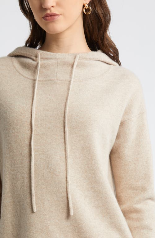 Shop Nordstrom Cashmere Blend Sweater Hoodie Sweater In Tan Doeskin Heather