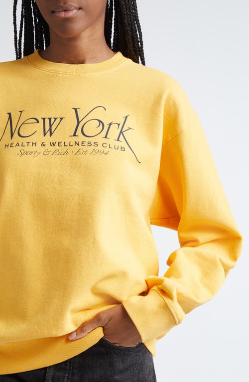 Shop Sporty And Rich Sporty & Rich Ny 94 Cotton Crewneck Graphic Sweatshirt In Faded Gold