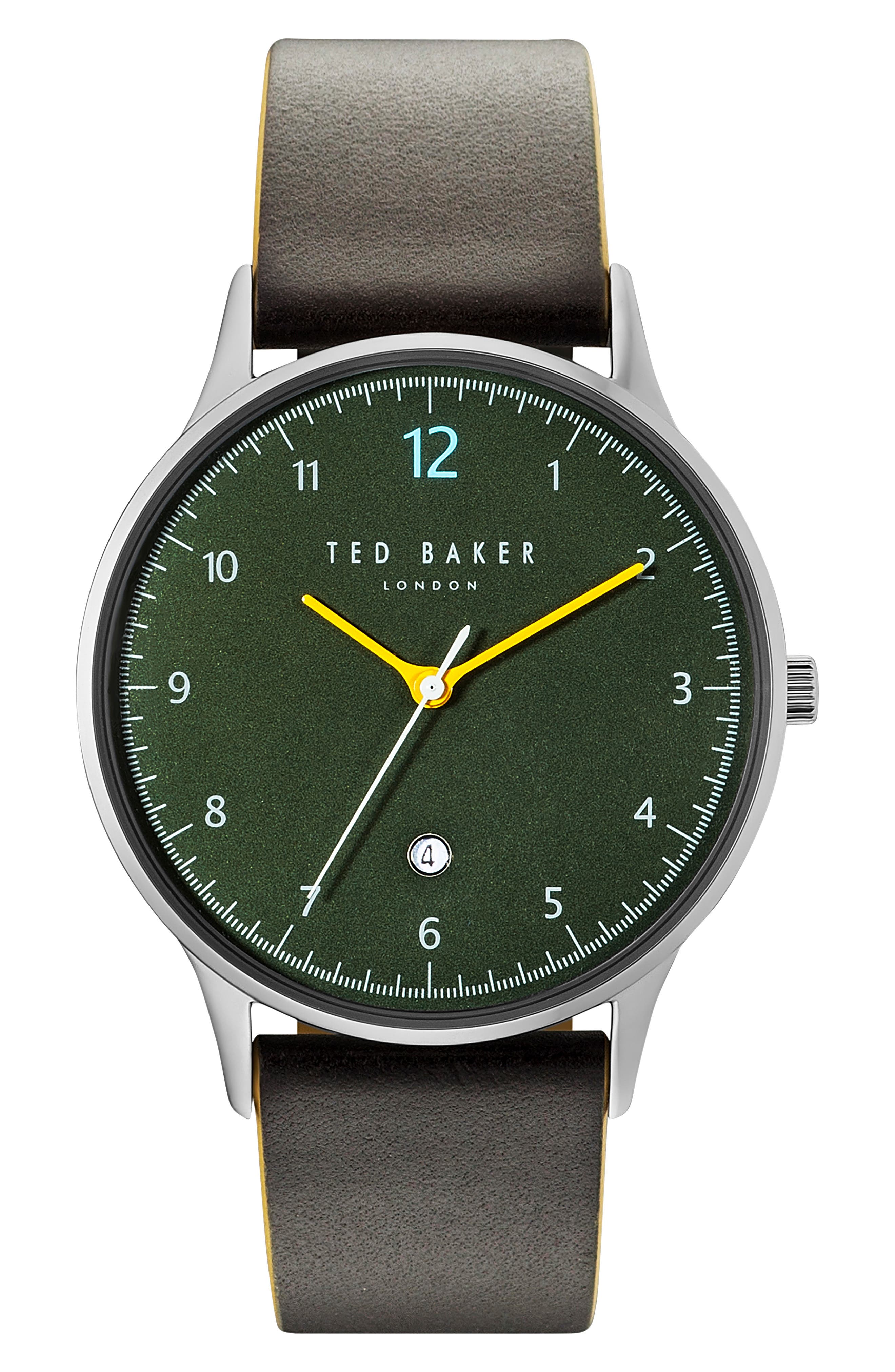 Ted Baker London Ethan Leather Strap Watch, 40Mm