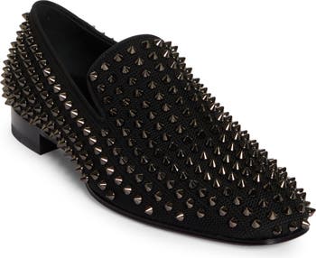 Christian Louboutin black Dandelion Spikes Leather Loafers