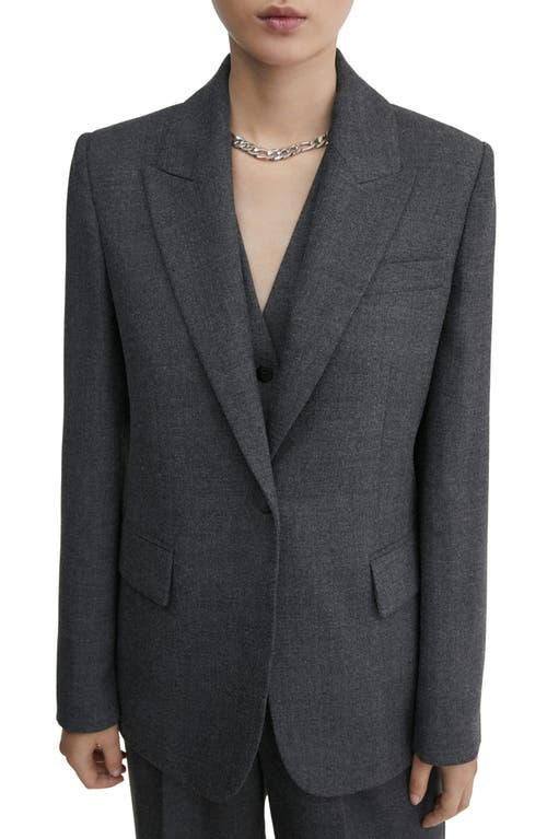 MANGO Structured Suiting Jacket Medium Heather Grey at