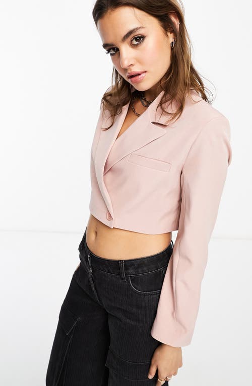 ASOS DESIGN Crop Blazer in Pink at Nordstrom, Size Small