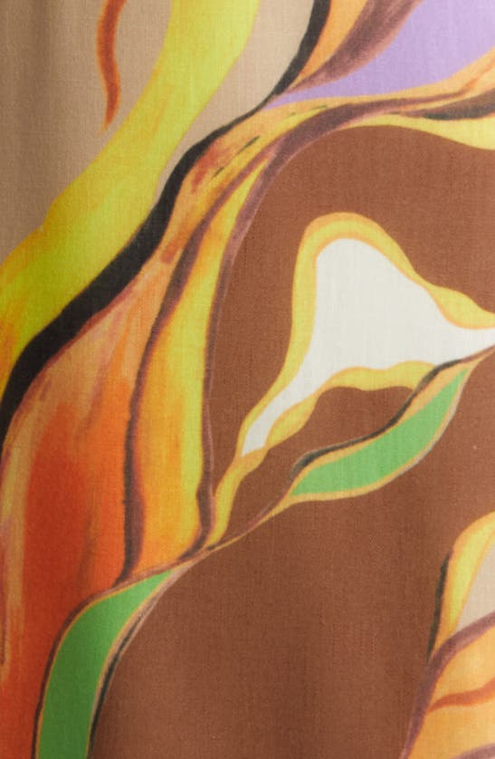 Sam Edelman Painted Palm Mock Neck Midi Dress In Natural Multi