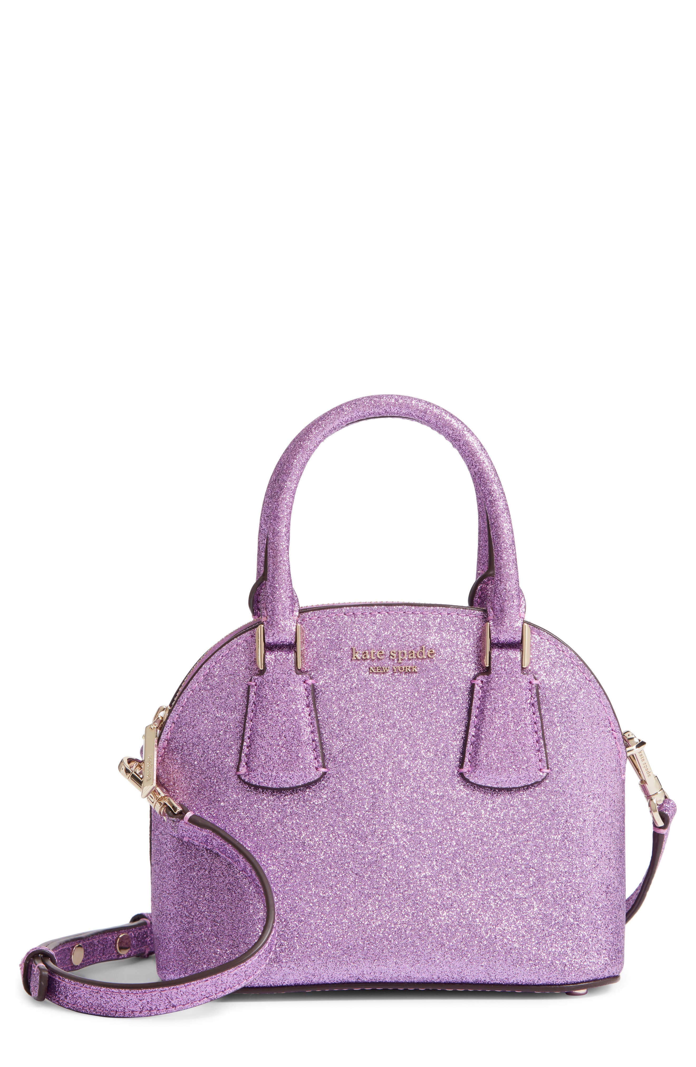 Kate Spade Sylvia Mini Dome Glitter Leather Satchel Bag In Purple