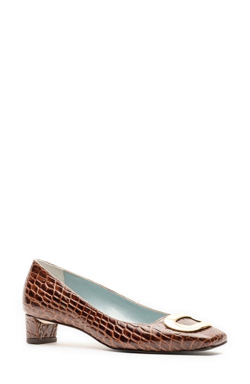 Shop Frances Valentine Mary Pump In Croc Emboss Leather Chocolate