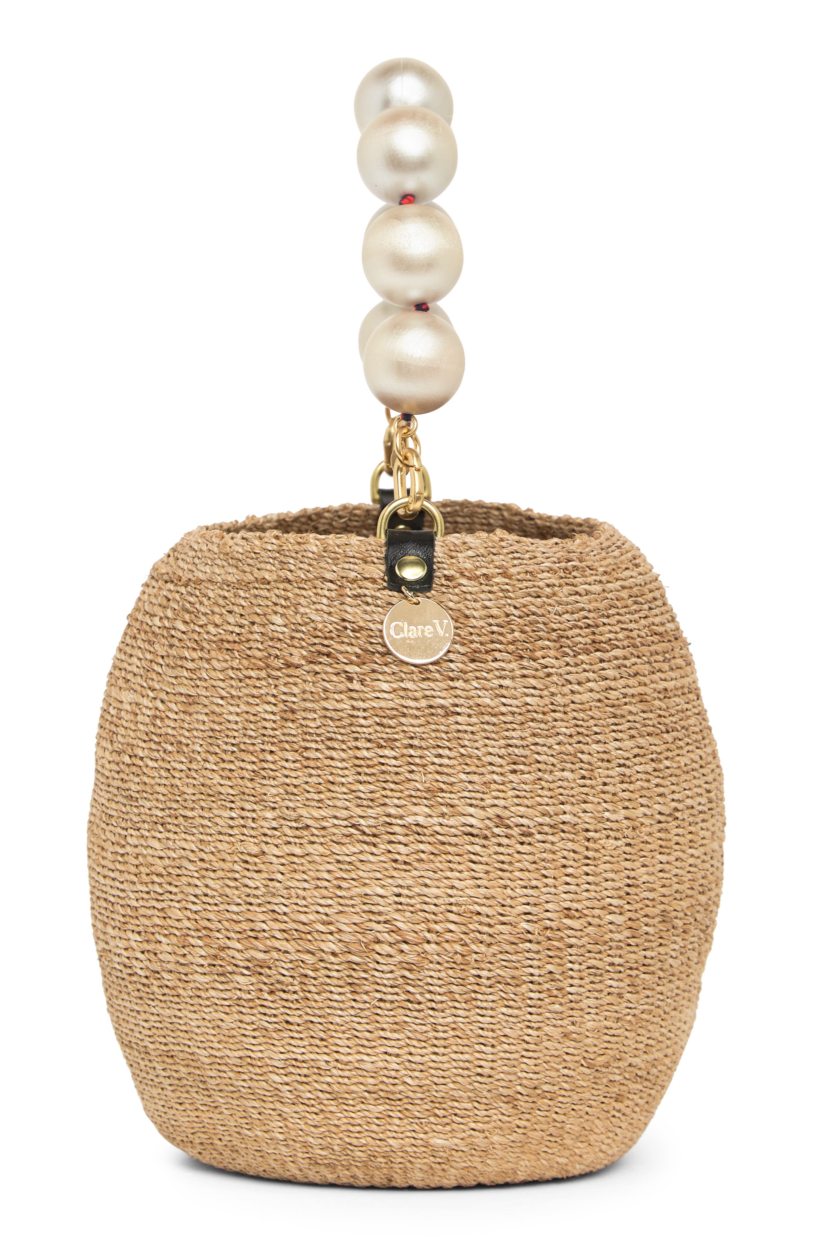 Clare V Pot De Miel Top Handle Straw Basket Bag - Ivory In White