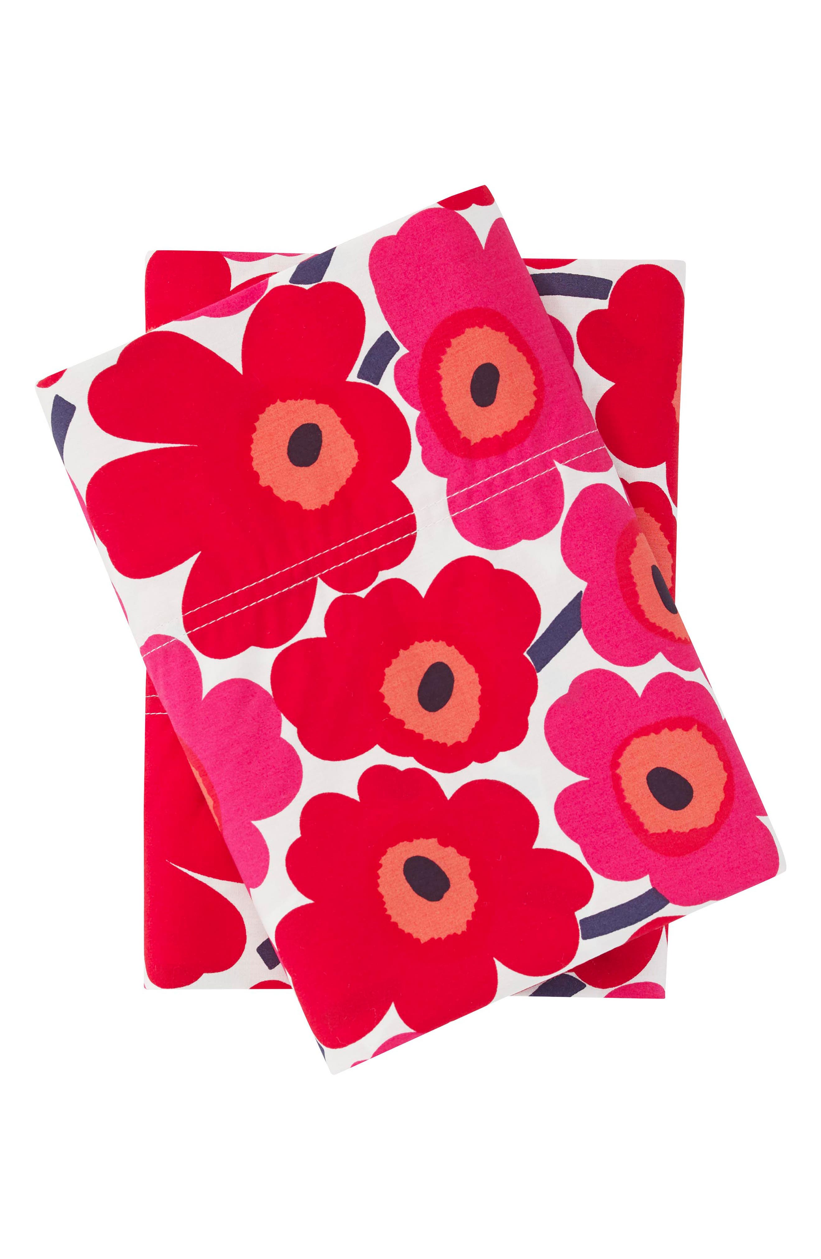 Marimekko Mini Unikko 200 Thread Count Dark Red Pillowcases Nordstrom