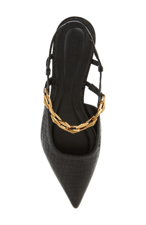 Shop Open Edit Olympia Snakeskin Embossed Slingback Flat In Black Croco