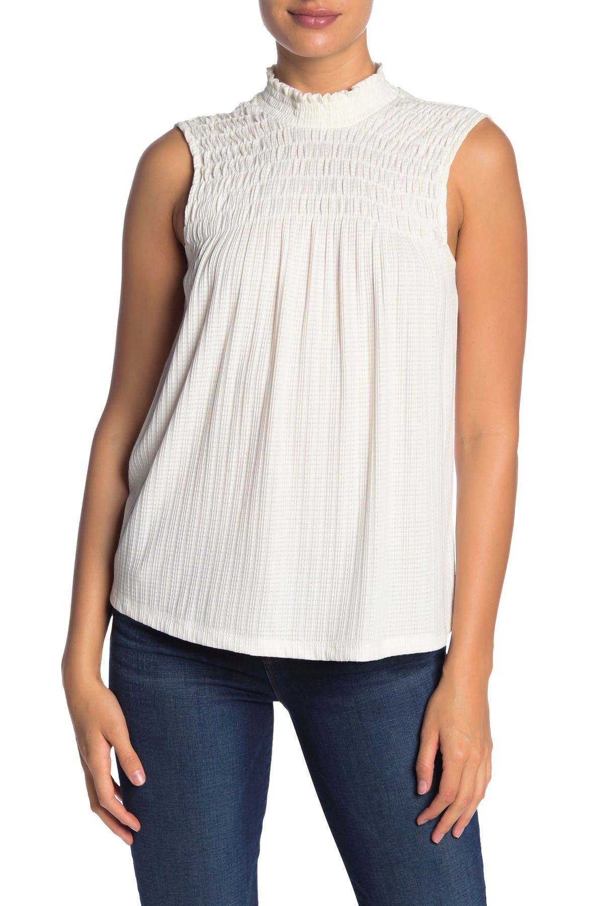 mock neck sleeveless tunic