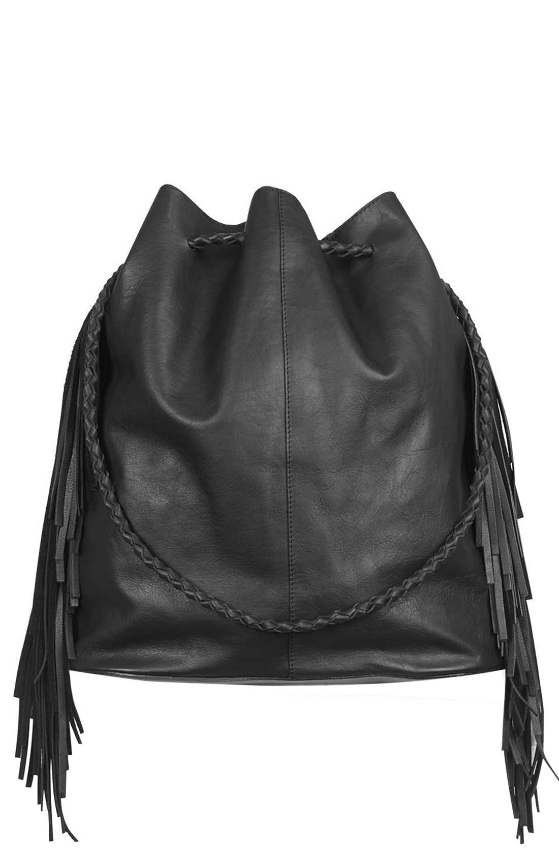 topshop leather bucket bag