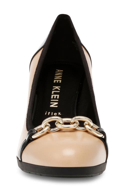 Shop Anne Klein Celina Chain Block Heel Pump In Beige/black