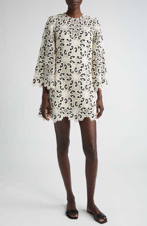 Zimmermann Ottie Lace Shift Minidress Cream/Black at Nordstrom,