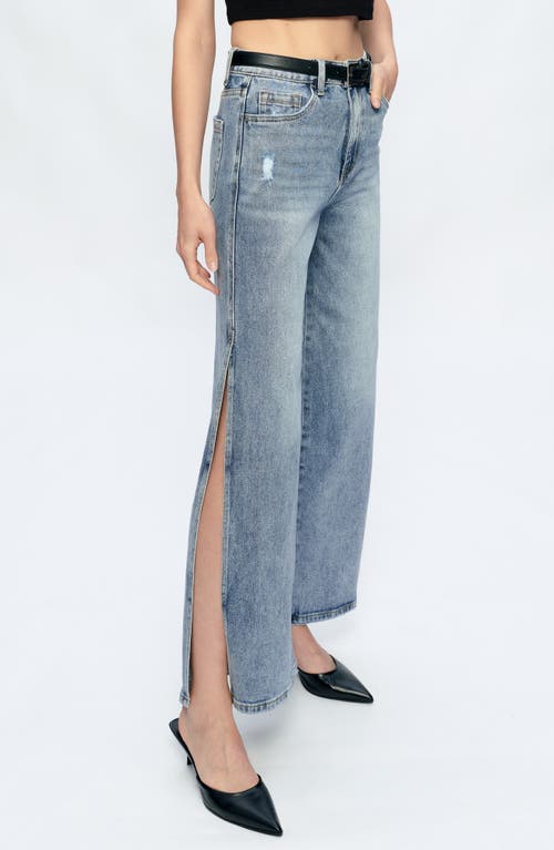 Shop Bayeas High Waist Wide Leg Slit Hem Jeans In Summer