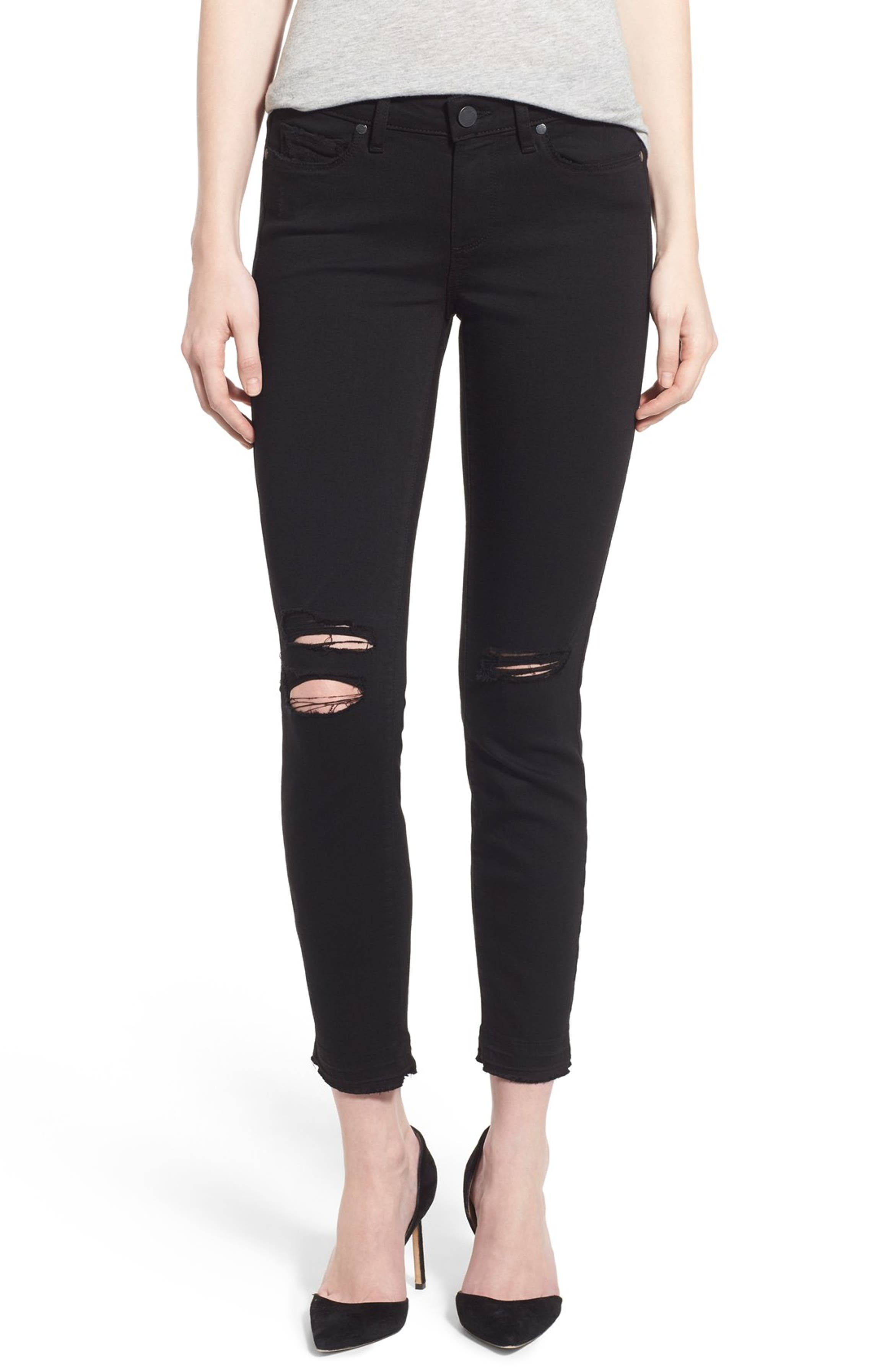 PAIGE 'Verdugo' Undone Hem Crop Jeans (Slate Black) | Nordstrom