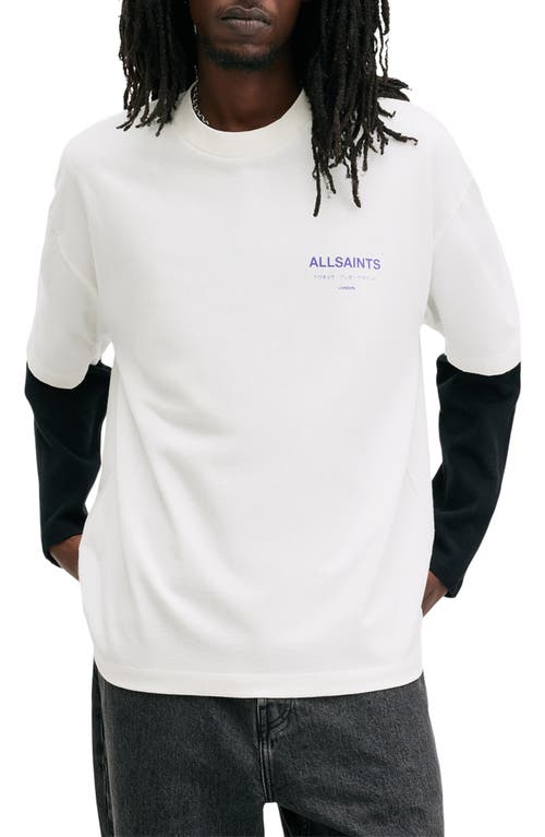 Shop Allsaints Underground Oversize Graphic T-shirt In Ashen White/purple