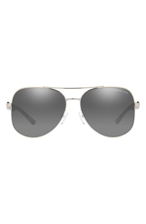 Michael Kors Chianti 58mm Aviator Sunglasses in Silver