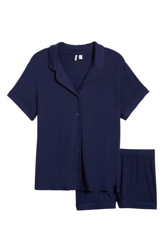 Shop Nordstrom Moonlight Eco Rib Short Pajamas In Navy Peacoat