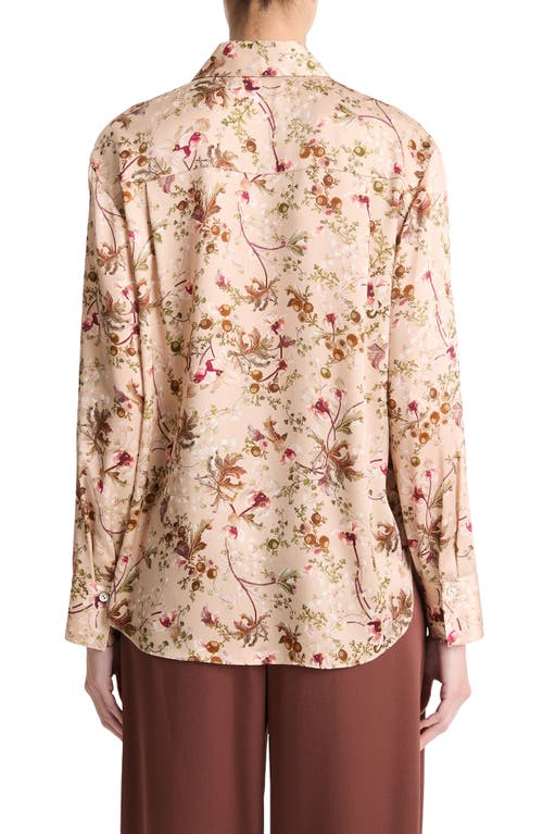 Shop Vince Orchid Vine Silk Button-up Shirt In Pale Camel