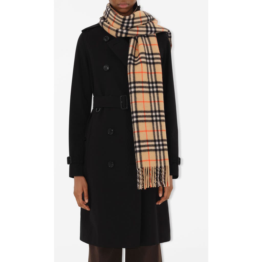 Burberry Megacheck Cashmere Scarf In Sand