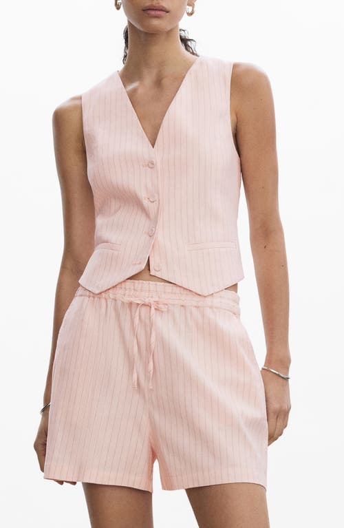 Mango Stripe Vest In Pastel Pink