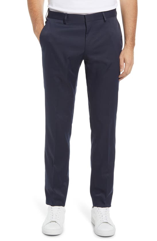 Shop Hugo Boss Boss Genius Slim Fit Flat Front Twill Chinos In Dark Blue