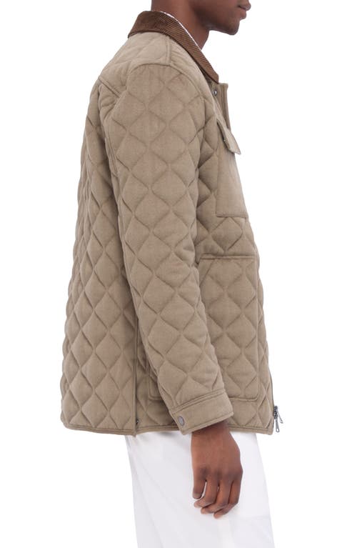 Bugatchi Diamond Quilted Field Jacket In Khaki