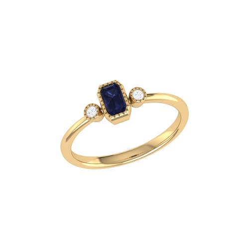 Shop Luvmyjewelry Emerald Cut Sapphire & Diamond Birthstone Ring In Yellow Gold