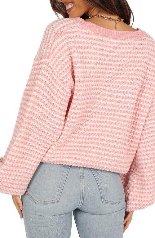 Petal And Pup Petal & Pup Becca Stripe One-shoulder Sweater In Pink