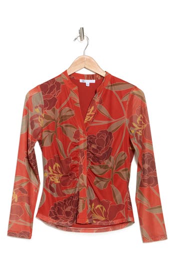 Daniel Rainn Ruched Button-up Shirt In Copper