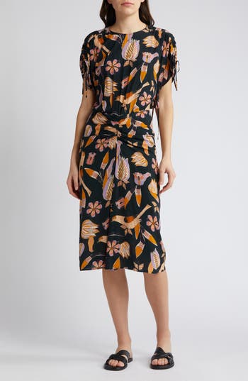 Shop Sessun Sessùn Carlota Print Cutout Dress In Birdika