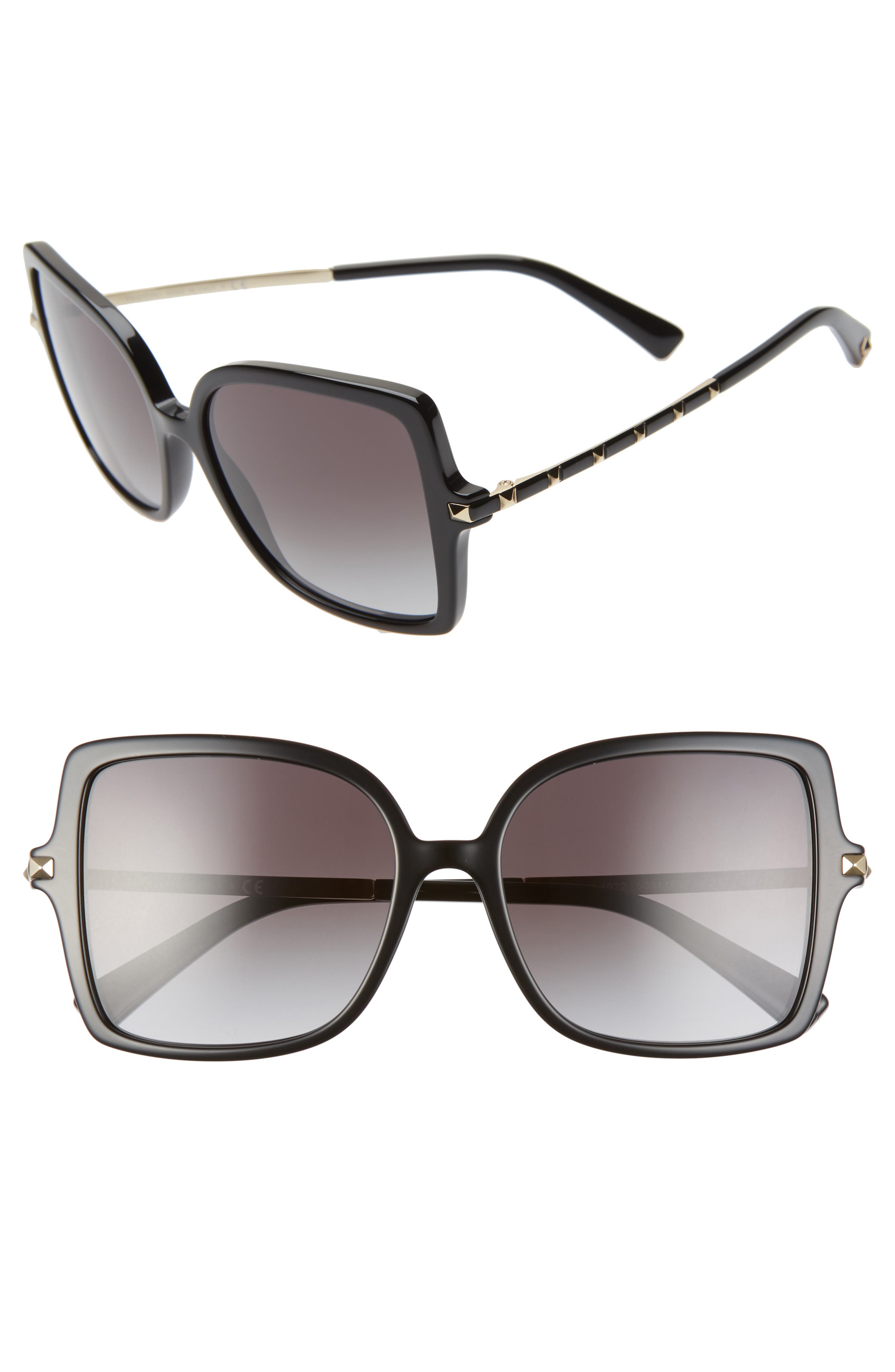 EAN 8056597169141 product image for Women's Valentino 56mm Rockstud Butterfly Sunglasses - Black/ Black Grad | upcitemdb.com