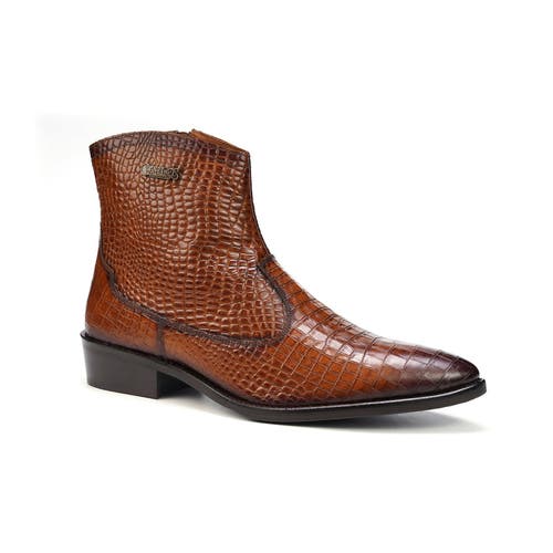 Shop Carlos Santana Zappa Cowboy Boot In Tan Croco