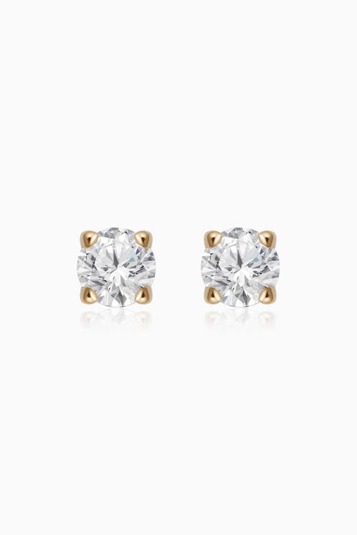 Shop Oradina 14k White Gold Shine Bright Diamond Studs In Yellow Gold