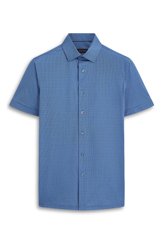 Shop Bugatchi Milo Ooohcotton® Serpentine Stripe Short Sleeve Button-up Shirt In Classic Blue